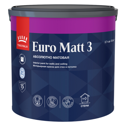 Tikkivala Euro Matt 3 краска для стен и потолков абсолютно матовая