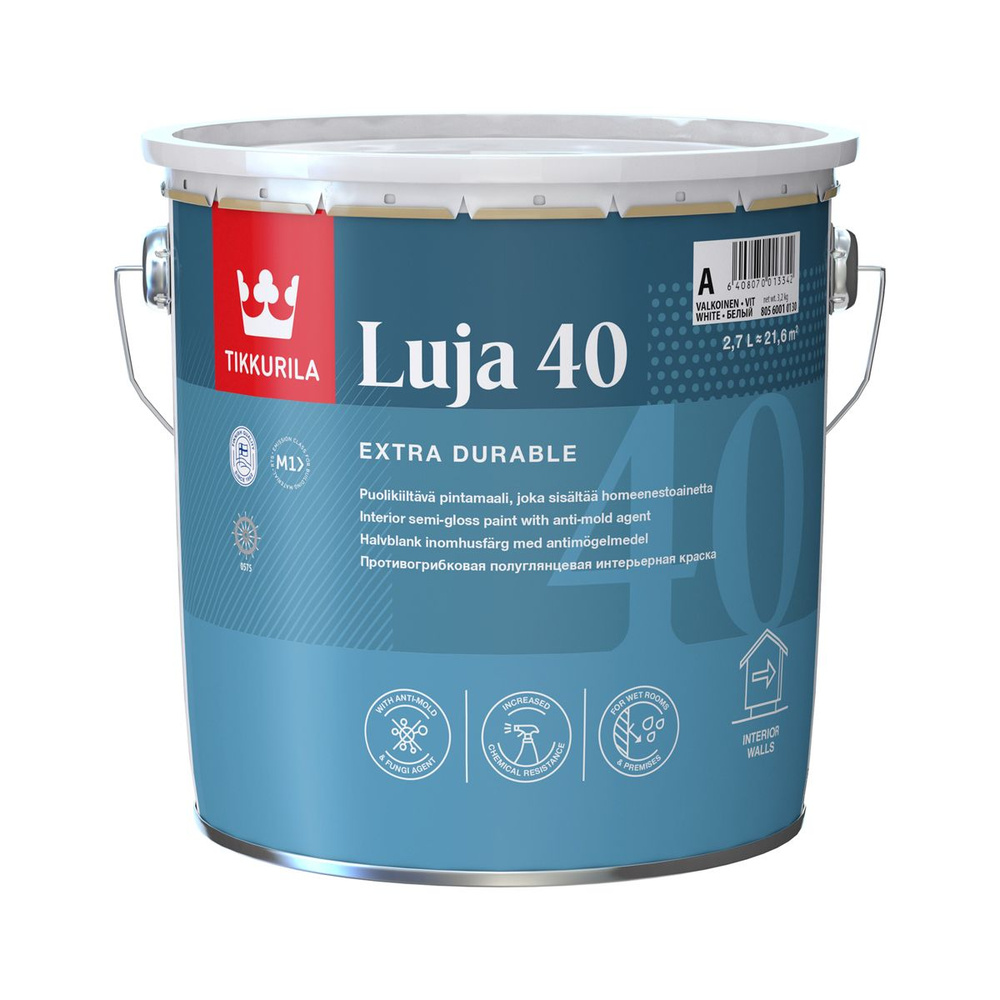 Tikkurila Luja 40 краска для влажных помещений антигрибковая