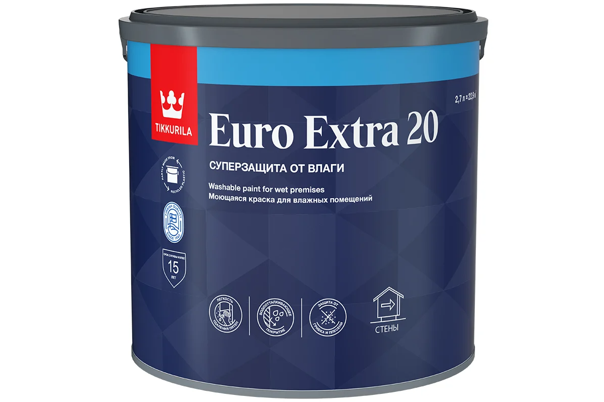 Tikkurila Euro Extra 20 краска для влажных помещений полуматовая