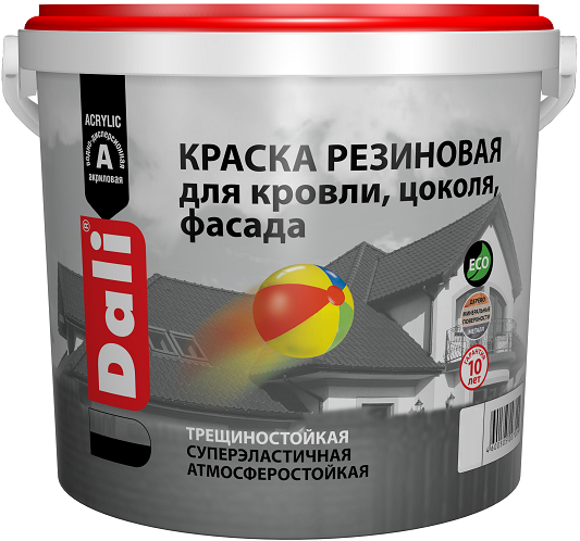 Dali краска резиновая для кровли, цоколя, фасада, трещиностойкая