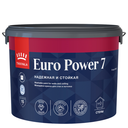 Tikkivala Euro Power 7 краска для стен и потолка моющаяся