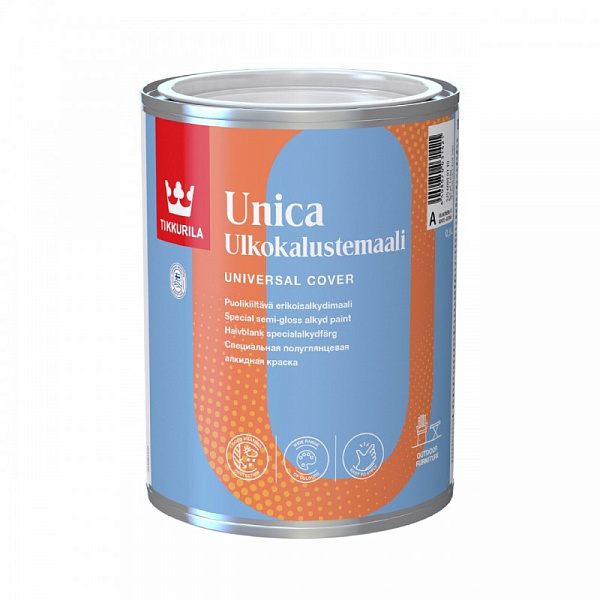 Tikkurila Unica полуглянцевая краска для металла, дерева, пластика Tikkurila Unica полуглянцевая краска для металла, дерева, пластика