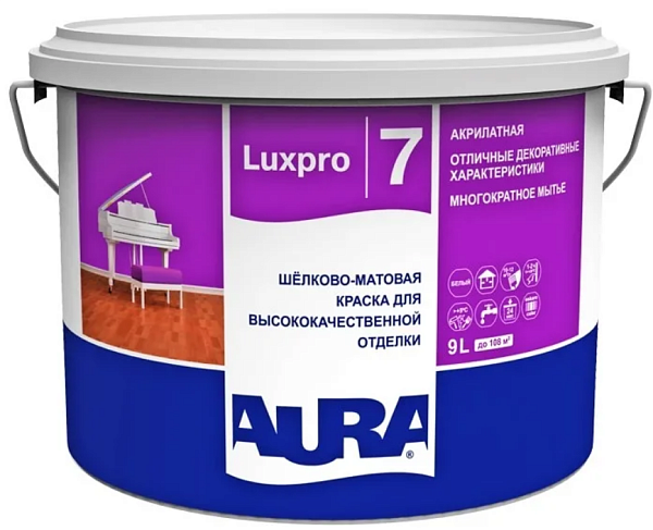 Aura "Aura Luxpro 7"  краска стойкая к мытью шёлково-матовая Aura "Aura Luxpro 7"  краска стойкая к мытью шёлково-матовая