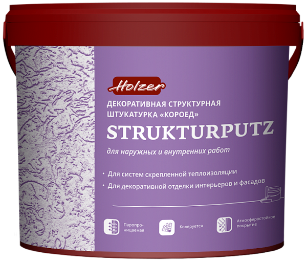 Holzer Strukturputz Штукатурка декоративная структурная "Короед" Holzer Strukturputz Штукатурка декоративная структурная "Короед"