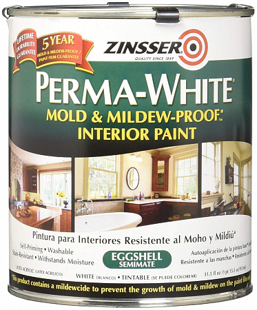 Zinsser Perma-White Mold & Mildew-Proof Interior Paint "Egg Shell" Краска для стен и потолков Zinsser Perma-White Mold & Mildew-Proof Interior Paint "Egg Shell" Краска для стен и потолков